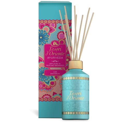 Tesori d'Oriente - Diffusore Ayurveda, Profumatore per Ambienti con Bastoncini, con Oli Essenziali dalle Note di Amla e Patchouli, Deodorante Casa, 200ml