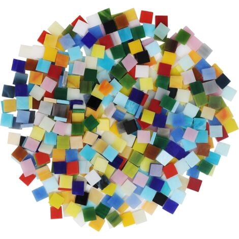 Tesselles Mosaique Loisir Creatif (600 Pcs / 400g) - 1 x 1cm - Assortiment de Carreaux de Mosaique Verre pour Décoration d’Intérieur, Cadres, Pots de Fleurs Mirroirs, Travaux Manuels