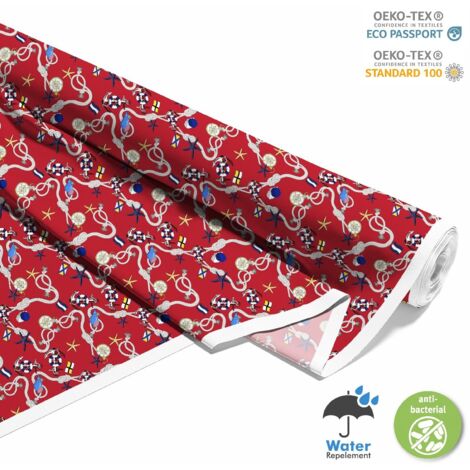 TESSUTI DECORATIVI PER ESTERNI OXFORD - Motivo ancore e salvagenti I DX354