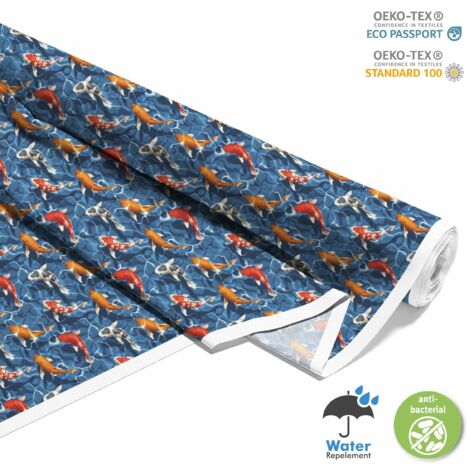 TESSUTI DECORATIVI PER ESTERNI OXFORD - Motivo Carpa Koi in Acqua I DX497