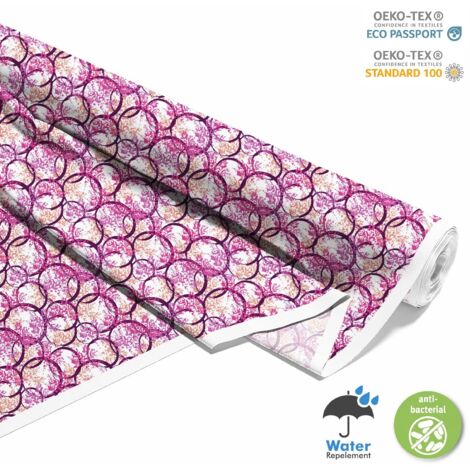 TESSUTI DECORATIVI PER ESTERNI OXFORD - Motivo cerchi viola I DX343