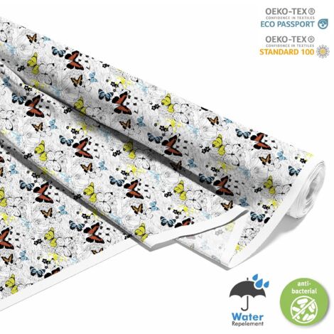 TESSUTI DECORATIVI PER ESTERNI OXFORD - Motivo farfalle con fiori