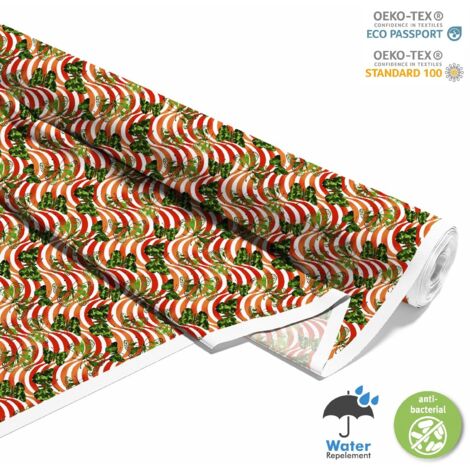 TESSUTI DECORATIVI PER ESTERNI OXFORD - Motivo Farfalle sull'onda arancione I DX374