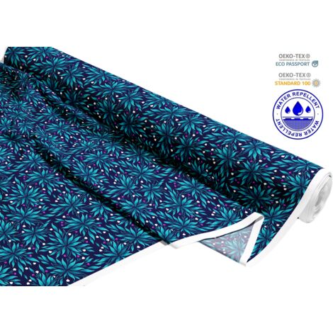 TESSUTI DECORATIVI PER ESTERNI OXFORD - Motivo fiori blu I DR118