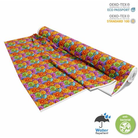 TESSUTI DECORATIVI PER ESTERNI OXFORD - Motivo Fiori Colorati  DX18076