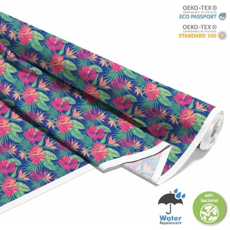 TESSUTI DECORATIVI PER ESTERNI OXFORD - motivo fiori di ibisco 1 I DX134