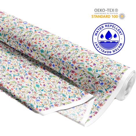 TESSUTI DECORATIVI PER ESTERNI OXFORD - Motivo fiori e piume di pavone I DR250