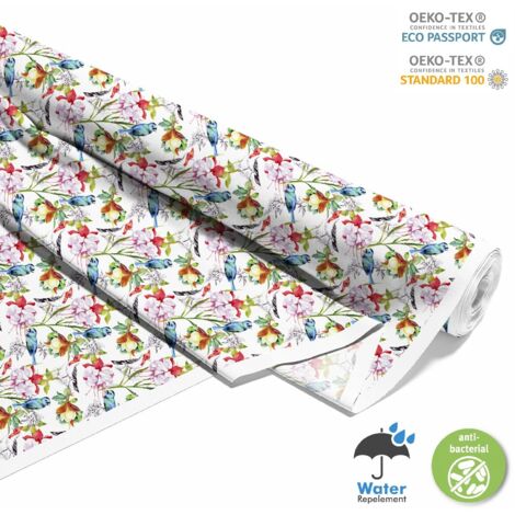 TESSUTI DECORATIVI PER ESTERNI OXFORD - Motivo Fiori e Uccelli I DX153