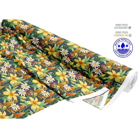 TESSUTI DECORATIVI PER ESTERNI OXFORD - Motivo fiori gialli I DR262