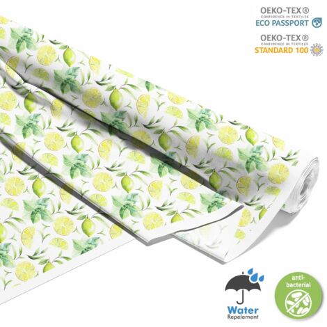 TESSUTI DECORATIVI PER ESTERNI OXFORD - Motivo foglie di tè e limone