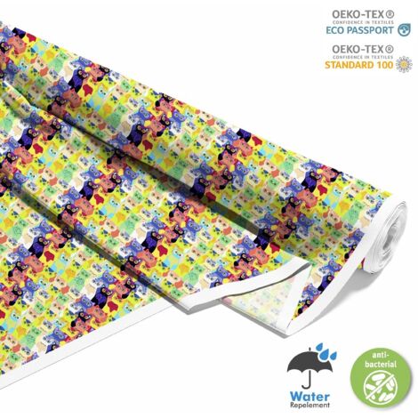 TESSUTI DECORATIVI PER ESTERNI OXFORD - Motivo Gatti Colorati 2 I DX406