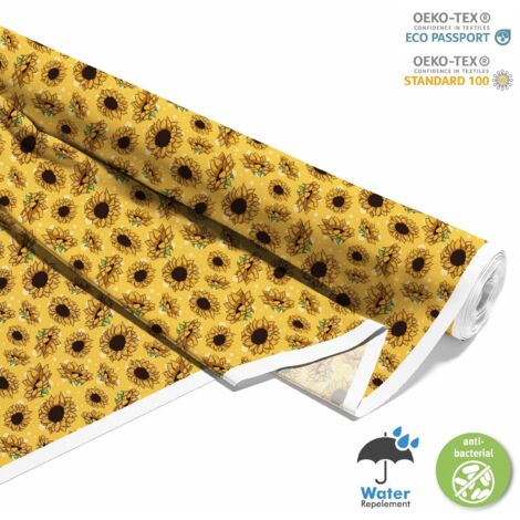 TESSUTI DECORATIVI PER ESTERNI OXFORD - Motivo girasoli su giallo I DX279
