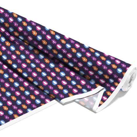 TESSUTI DECORATIVI PER ESTERNI OXFORD - Motivo labbra e pois viola I DX006