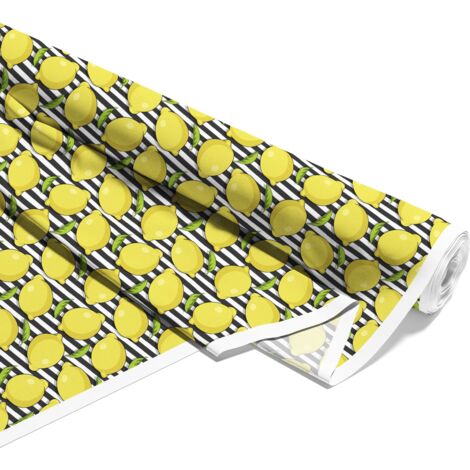 TESSUTI DECORATIVI PER ESTERNI OXFORD - Motivo Limoni su Righe I DX036