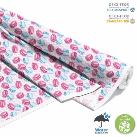 TESSUTI DECORATIVI PER ESTERNI OXFORD - Motivo macarons rosa blu I DX202
