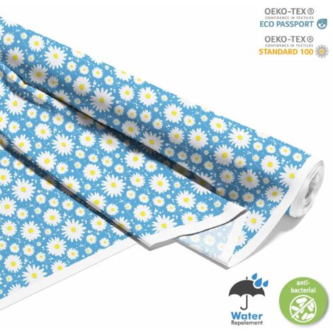 TESSUTI DECORATIVI PER ESTERNI OXFORD - Motivo margherita su blu I DX388