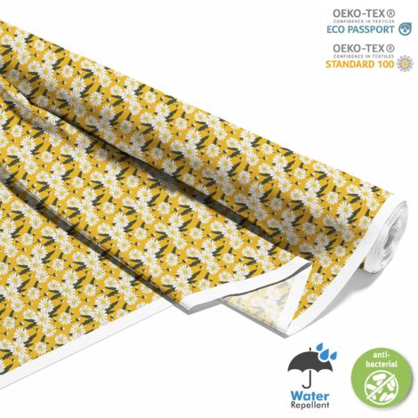 TESSUTI DECORATIVI PER ESTERNI OXFORD - Motivo margherite su giallo 2