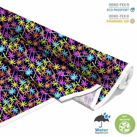 TESSUTI DECORATIVI PER ESTERNI OXFORD - Motivo palme colorate I DX735
