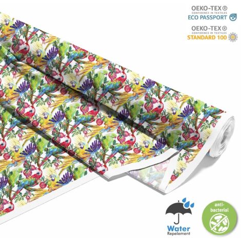 TESSUTI DECORATIVI PER ESTERNI OXFORD - Motivo pappagalli dipinti I DX299