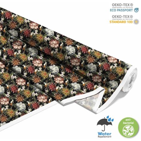 TESSUTI DECORATIVI PER ESTERNI OXFORD - Motivo peonie e uccelli I DX649