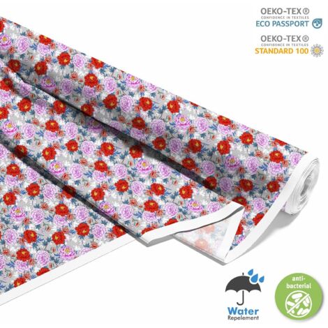 TESSUTI DECORATIVI PER ESTERNI OXFORD - Motivo peonie rosa e bianche I DX244