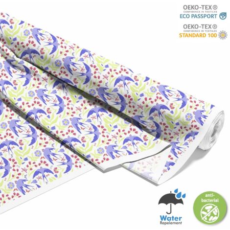 TESSUTI DECORATIVI PER ESTERNI OXFORD - Motivo Rondini e Fiori