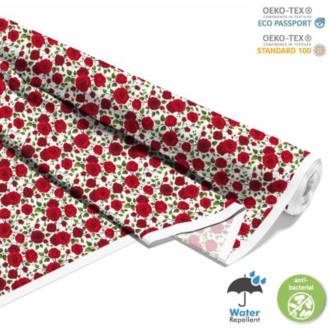 TESSUTI DECORATIVI PER ESTERNI OXFORD - motivo rose rosse 2