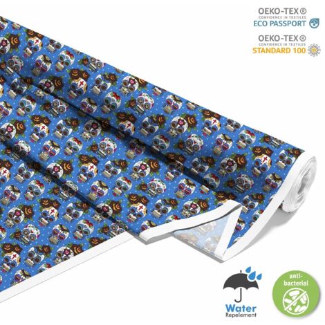 TESSUTI DECORATIVI PER ESTERNI OXFORD - Motivo teschio in stile messicano I DX411