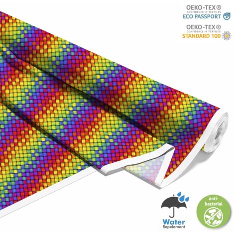 TESSUTI DECORATIVI PER ESTERNI OXFORD - motivo treccia arcobaleno