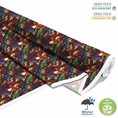 TESSUTI DECORATIVI PER ESTERNI OXFORD - Motivo tucano in foglie colorate I DX265