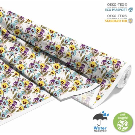 TESSUTI DECORATIVI PER ESTERNI OXFORD - Motivo viole del pensiero multicolori I DX450