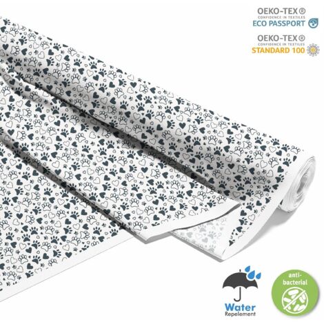 TESSUTI DECORATIVI PER ESTERNI OXFORD - Motivo Zampe Cuori I DX142