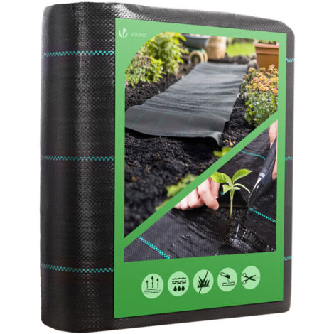 Tessuto anti-erbacce 10m x 2m 100g/m² - Tessuto geotessile anti-erbacce, resistente ai raggi UV, permeabile all'acqua e anti-ricrescita