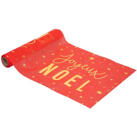 Tessuto buon natale stampa oro rosso 28x500cm - Feeric lights & christmas