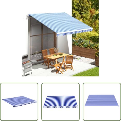 Tessuto da tenda -  Tessuto di Ricambio per Tenda da Sole Blu e Bianco 4x3,5 m