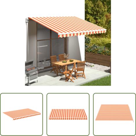 Tessuto da tenda -  Tessuto di Ricambio per Tenda da Sole Giallo e Arancio 4,5x3 m