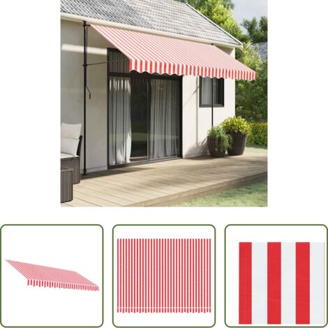 Tessuto da tenda -  Tessuto di Ricambio per Tenda Strisce Rosse e Bianche 3,5x2,5 m