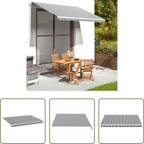 Tessuto da tenda -  Tessuto Ricambio per Tenda da Sole Antracite e Bianco 3,5x2,5 m