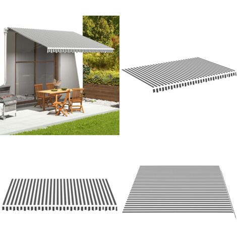 Tessuto di Ricambio per Tenda da Sole Antracite e Bianco 4,5x3m - Tessuto da tenda - Tenda da giardino