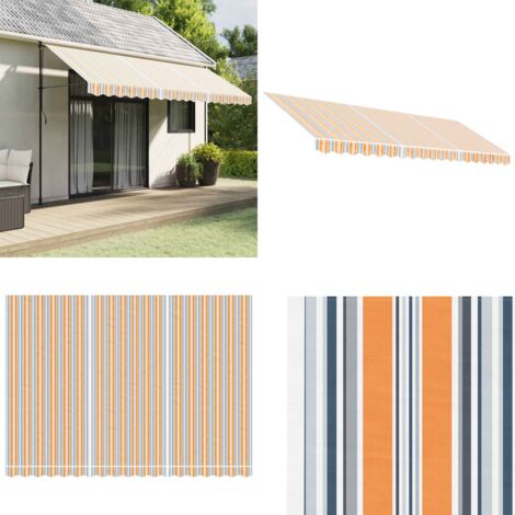 Tessuto di Ricambio per Tenda Strisce Multicolore 4,5x3 m - Tessuto da tenda - Ricambio tenda