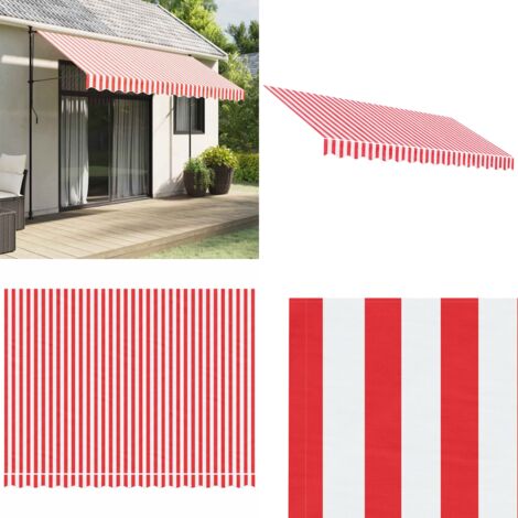 Tessuto di Ricambio per Tenda Strisce Rosse e Bianche 3,5x2,5 m - Tessuto da tenda - Tenda da sole rossa e bianca
