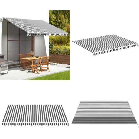 Tessuto di Ricambio Tenda da Sole Antracite e Bianco 4,5x3,5 m - Tessuto da tenda - Tenda da giardino