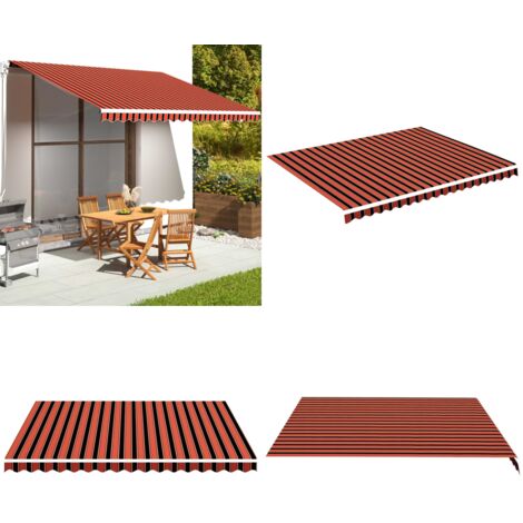 Tessuto di Ricambio Tenda da Sole Arancione e Marrone 4,5x3,5 m - Tessuto da tenda - Tenda da giardino