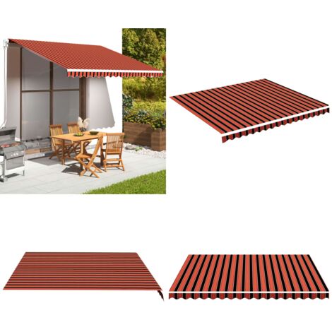 Tessuto di Ricambio Tenda da Sole Arancione e Marrone 4x3,5 m - Tessuto da tenda - Tenda da giardino