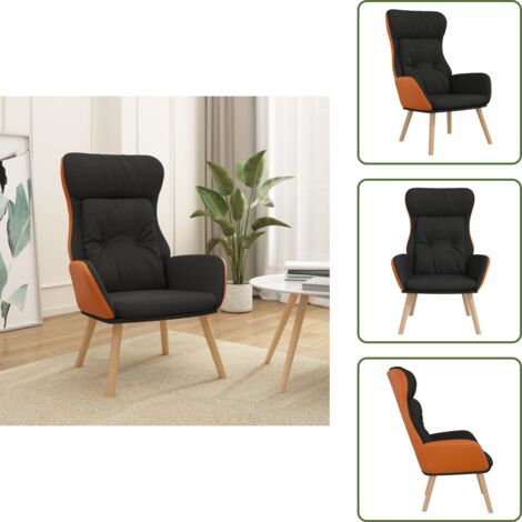 Tessuto e PVC - vidaXL Poltrona Rilassante Nera in Tessuto e PVC - Poltrona da salotto