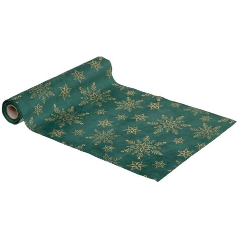 Tessuto in velluto glitterato 28x300cm verde - Feeric lights & christmas