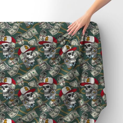 Tessuto in velluto reale in poliestere per cucire - Motivo Devil Dollar 2