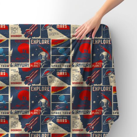 Tessuto in velluto reale in poliestere per cucire - Poster con motivo spaziale retrò