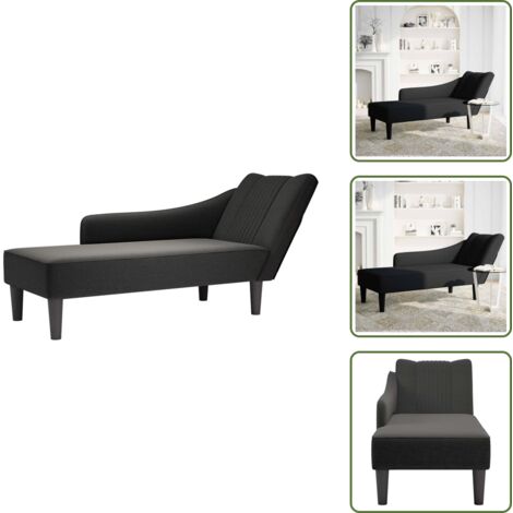Tessuto poliestere - vidaXL Sdraio con Bracciolo Destro in Tessuto Nero - Chaise longue