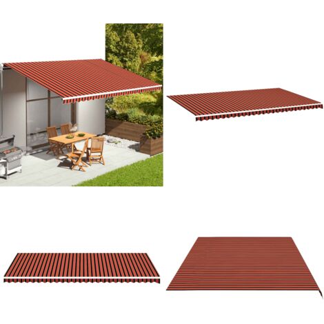 Tessuto Ricambio per Tenda da Sole Arancione e Marrone 6x3,5 m - Tessuto per tende da sole - Tenda da giardino